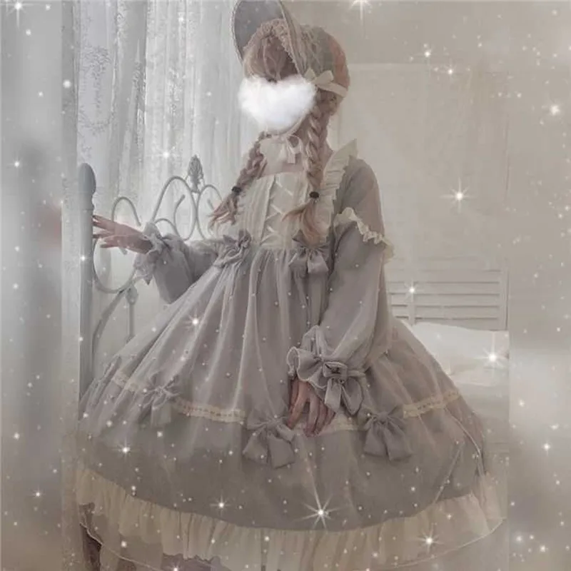 Công Chúa tiệc trà ngọt Lolita Đầm vintage phối ren nơ cao cấp Victoria Đầm Kawaii cô gái Ngọc Trai búp bê loli cosplay