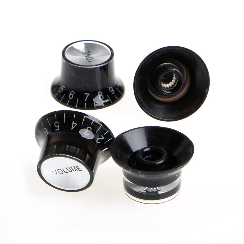 2 Tone 2 Volume Knobs Buttons Guitar Control Silver Hat Bell Top Potentiometer Cap For LP SG