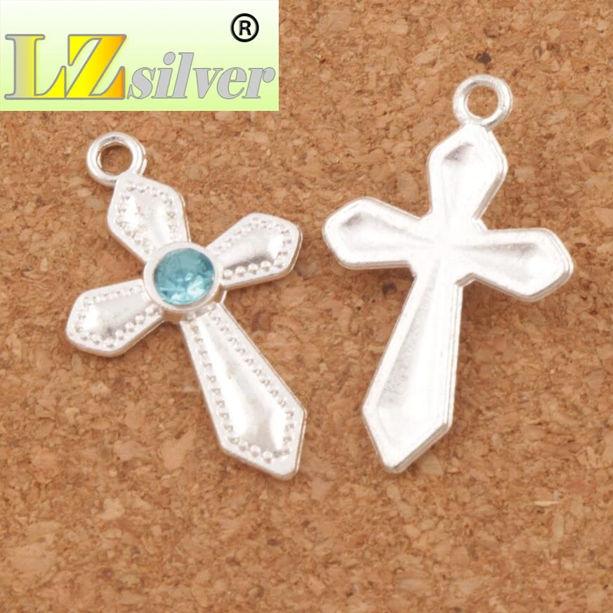 Crystal Sword Cross Charm Beads Pendants 6Colors 24pcs Plated Alloy Handmade Jewelry DIY L1554 16x26mm