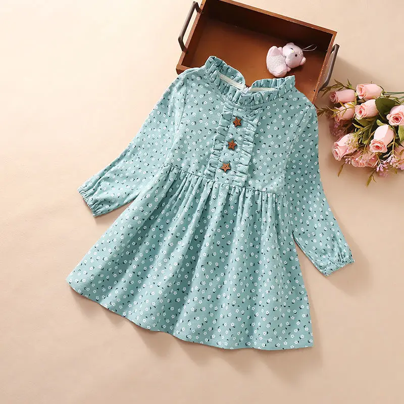 

Girls Dress Baby Cotton Floral Dresses Princess Dresses Children's Velvet Warm Dresses Kids Long-sleeved Clothes