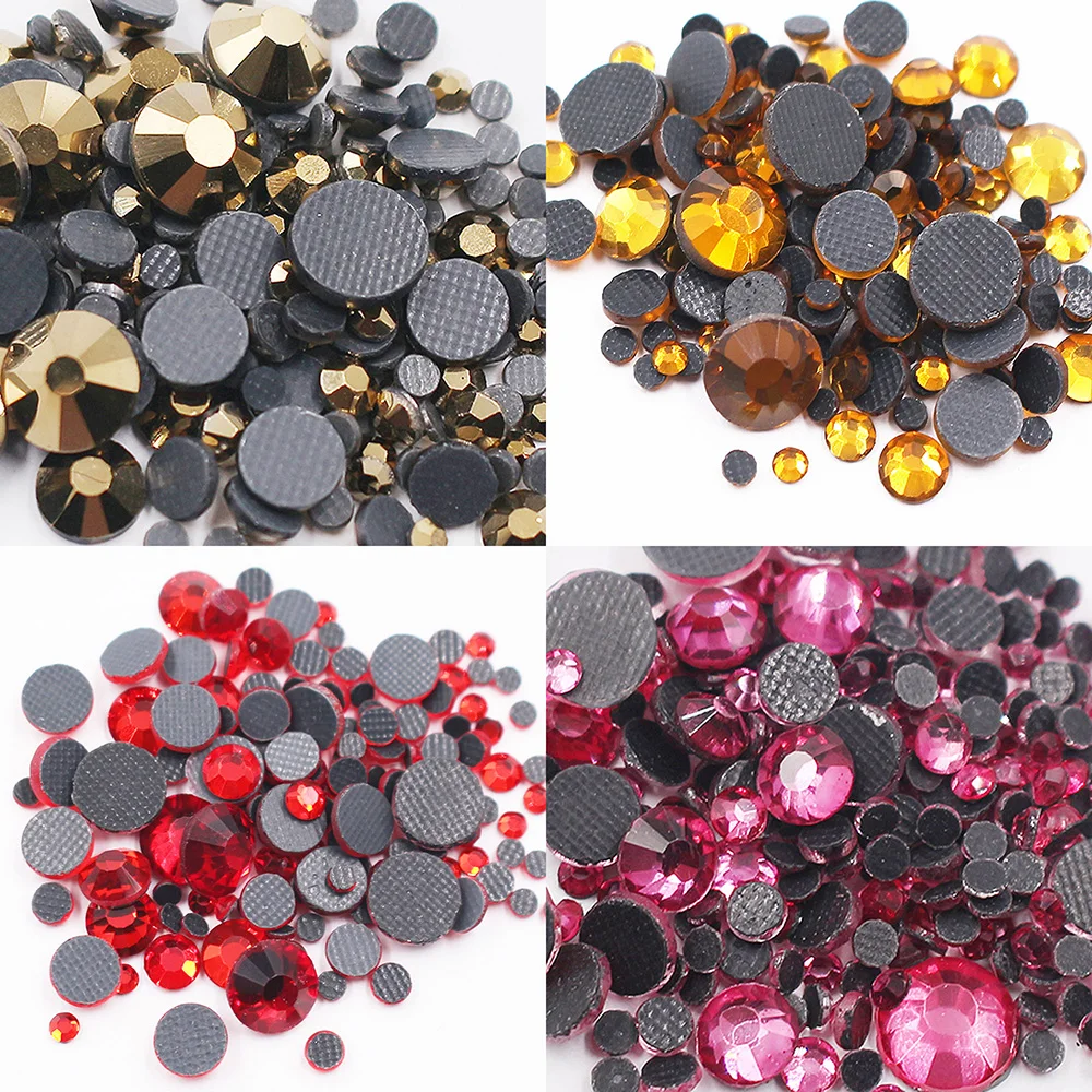 High Quality Hotfix Rhinestones SS6-SS30 Shine Crystals Strass Fabric Craft Stones Beads Glue On Rhinestone for Clothes Gems