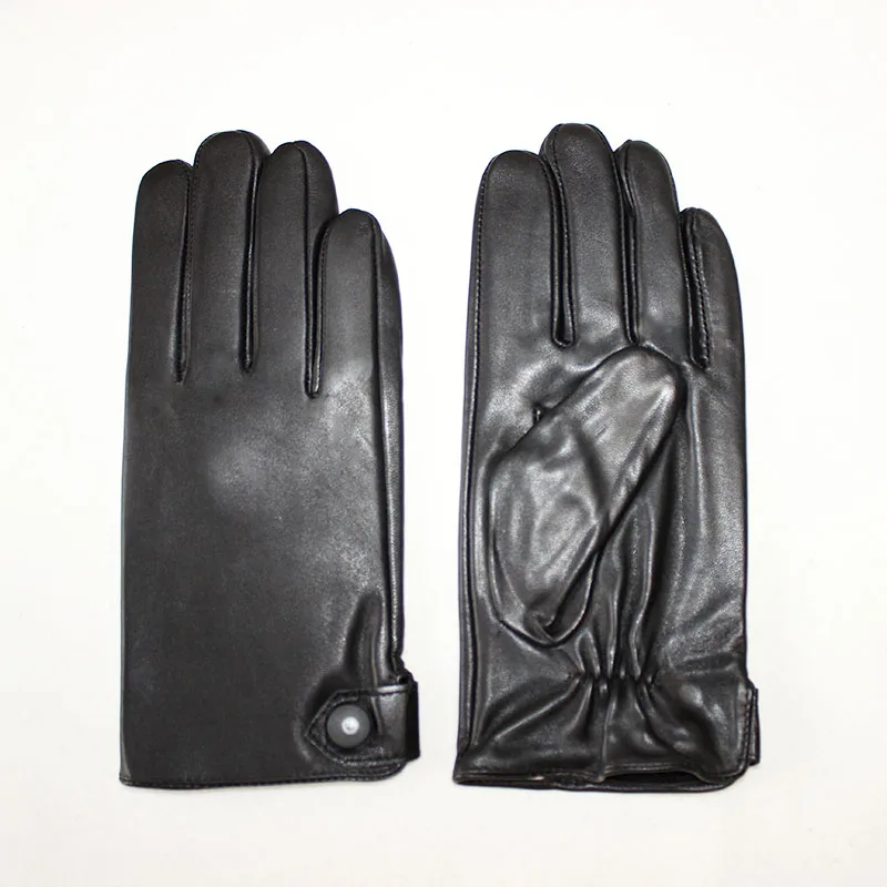 Winter Warm Sheepskin Gloves Men\'s Leather Points Fashion Simple Style Velvet Lining Wind and Cold Outdoor Motorcycle Riding