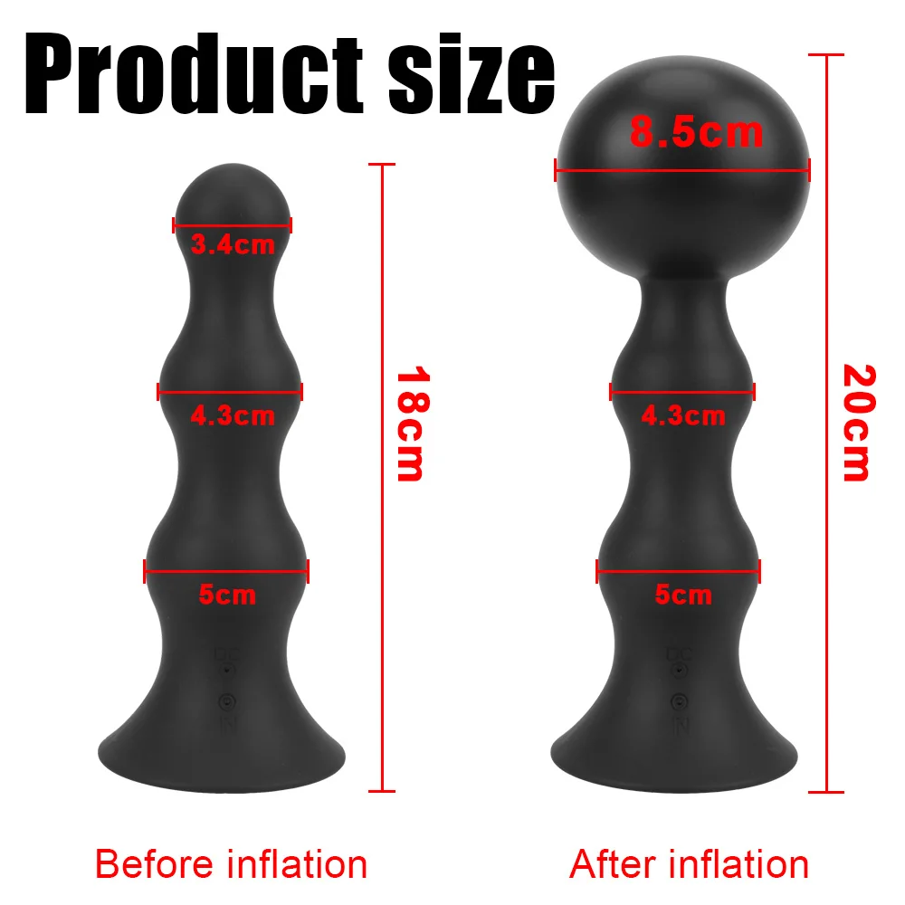 Inflatable Anal Dilator Wireless Remote Control Anal Sex Toys 85mm Male Prostate Massager Butt Plug Anal Beads Vibrator