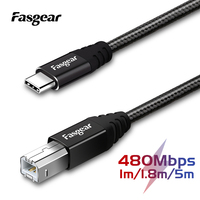 Fasgear USB B Printer Cable 5M USB C To USB B Cable For Canon Epson HP Samsung Printer Cord Scanner USB Printer Cable Midi Cable