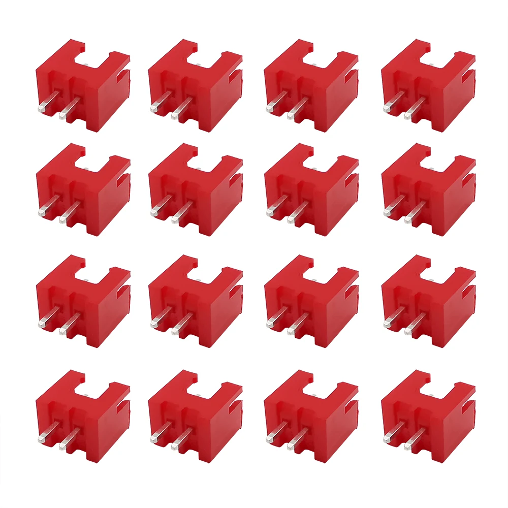 50Pcs Red XH-2A XH2.54 2 Pin Wire Connectors Male Plug Straight Pin Header Connector PCB Terminals