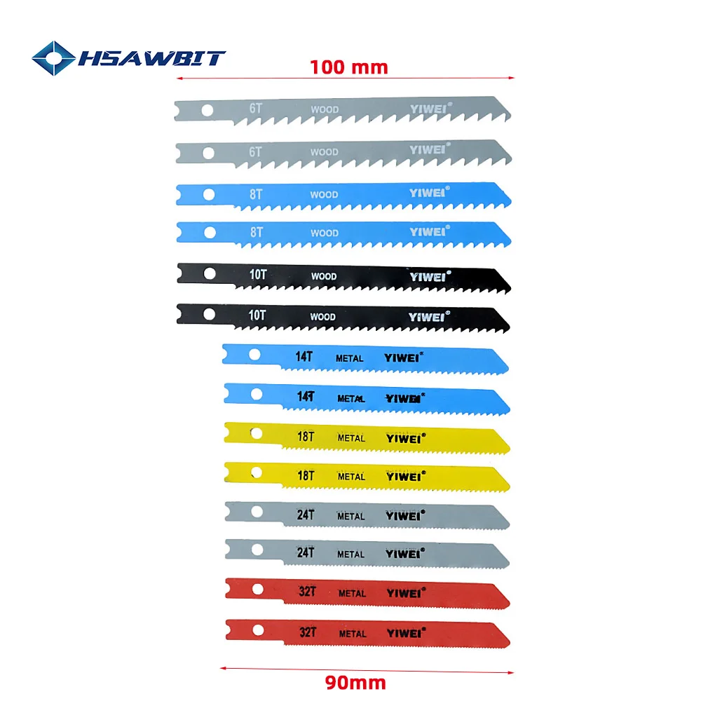 

High Quality 14pcs Assorted U Fitting Jigsaw Blades Set Assorted Metal Plastic Wood Cutting Tools Jig Saw U-shank