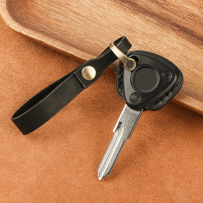 Genuine Leather Key Case Fob Cover Keychains For Peugeot Django 150 SF4 Motorcycle KeyRing