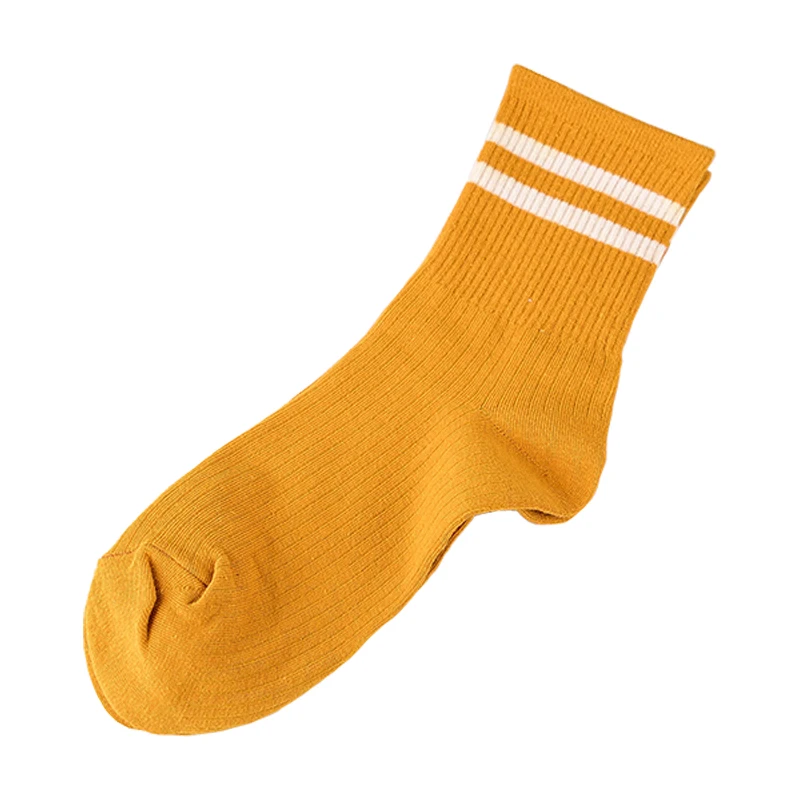 2021 Women Cotton Socks Funny Japanese High School Girls Cotton Loose Striped Crew Socks Colorful Women Short Socks