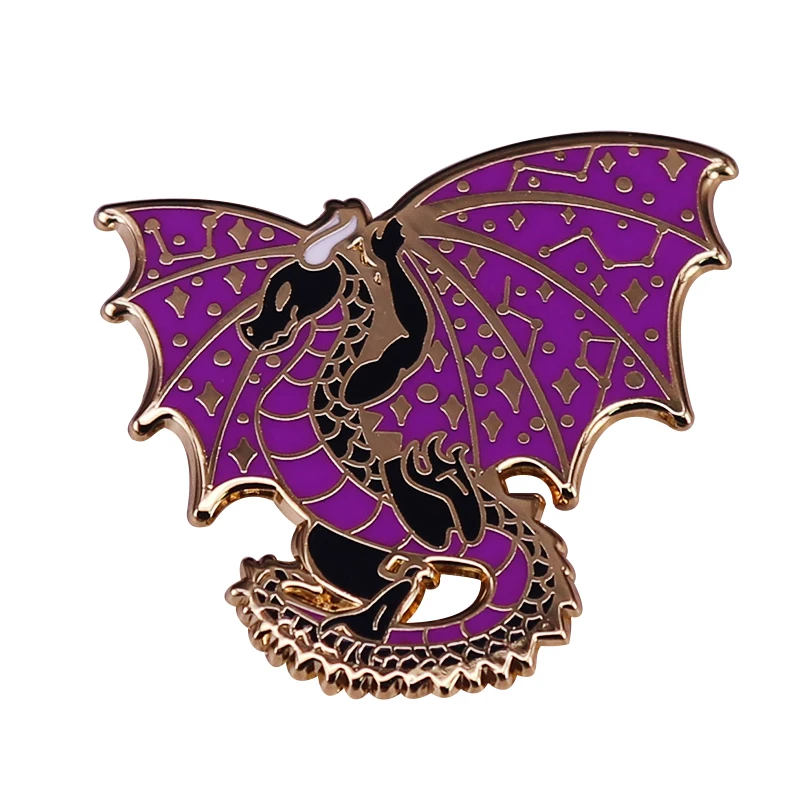 Pterodactyl Enamel Pin Purple Dinosaur with wing Badge Prehistory animals Jewelry