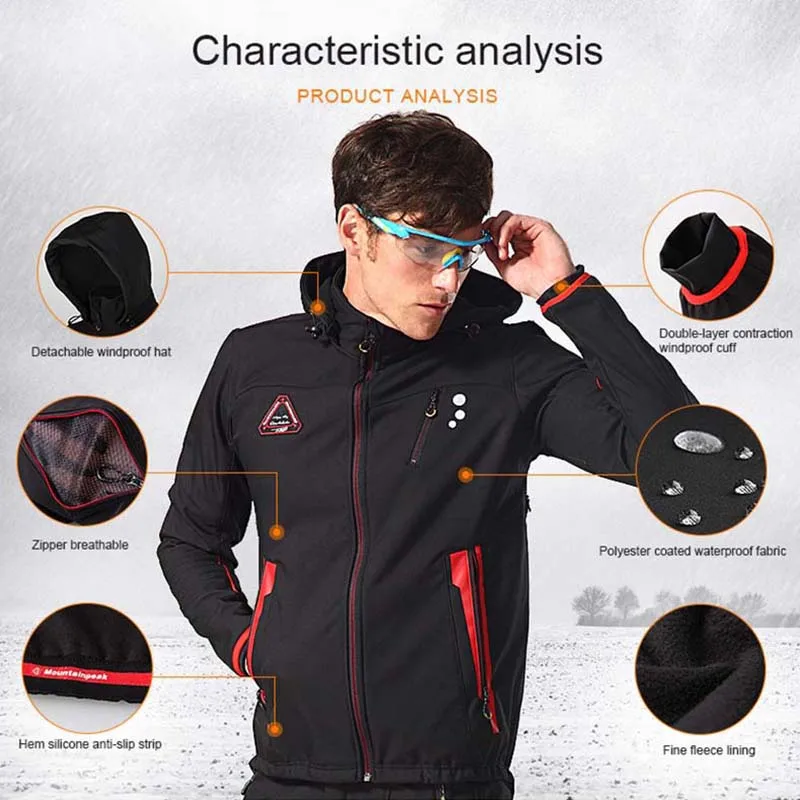 Bicycle set Thicken Men\'s Jacket Autumn Winter Long Sleeved Wind Jackets Windbreaker Waterproof Motorcyclist Cycling for Man