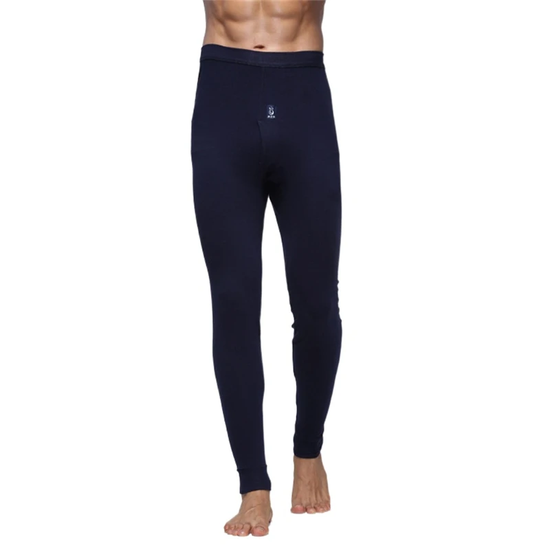 Winter Men\'s Warm Underwear Cotton Leggings Tight Male Long Johns Blue Gray White Warm Thermal Underwear Bottoms for Men