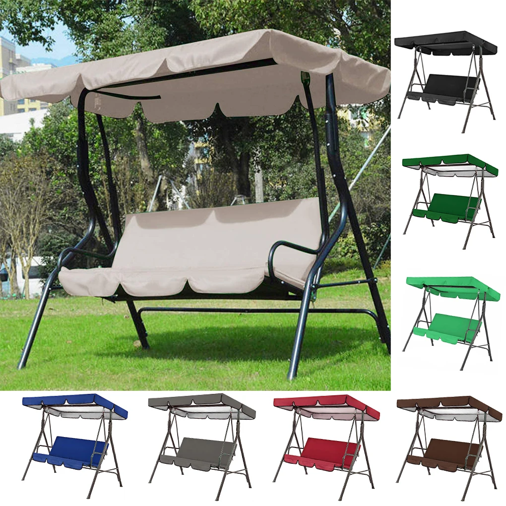 

2pcs/set 210D Garden Chairs Patio Swing Cover Set Waterproof UV-resistant Swing Canopy Seat Top Awning 190*132*15cm