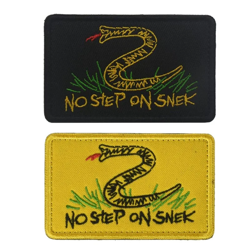 

No Step On Snek Applique Funny Tactical Patch Embroidered Badge Hook Loop Backing Patches for Jackets Backpack Hats DIY 8*5cm