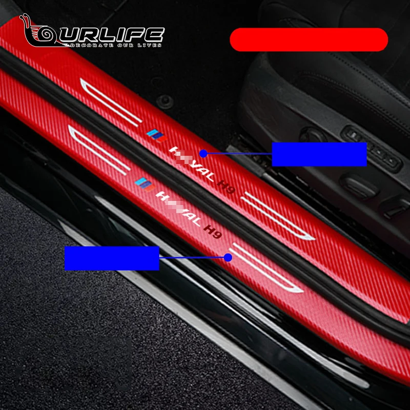 

Fiber Leather Car Door Sill Plate Guard Sticker Threshold Mat for Haval H9 2015-2018 2019 2020 2021 Accessories Auto Protector