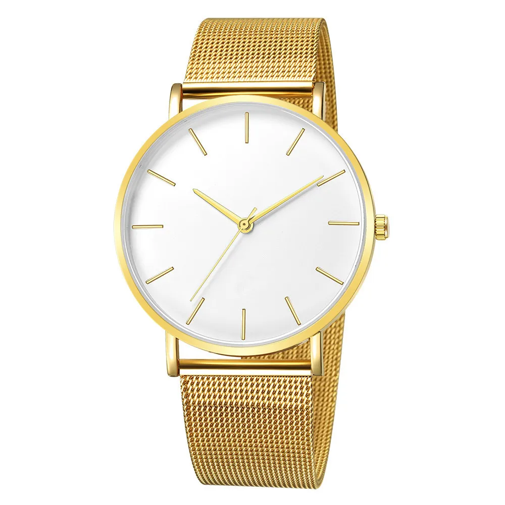 Oro minimalista moda uomo Ultra sottile orologi Business semplice cintura in maglia di acciaio inossidabile orologi da polso al quarzo Reloj Lujo Hombre