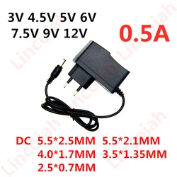 Ac 110-240v dc 3v 4.5v 5v 6v 7.5v 9v 12 v 0.5A電源3 4.5 5 6 7.5 9 12 vボルトアダプタ充電器ledライトストリップcctv