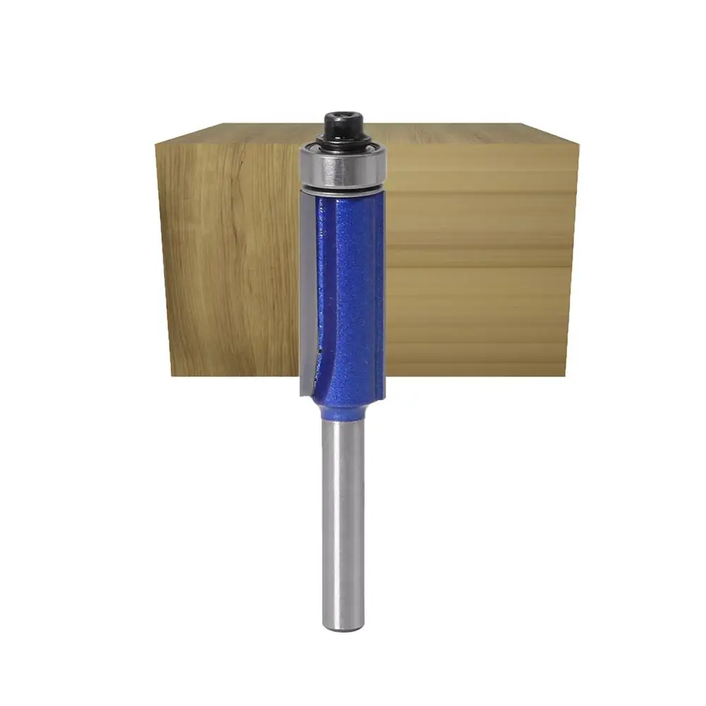 1pc 1/4 Shank 6mm shank Trim Router Bit with Bearing for Wood Template Pattern Bit Tungsten Carbide Milling Cutter for Wood