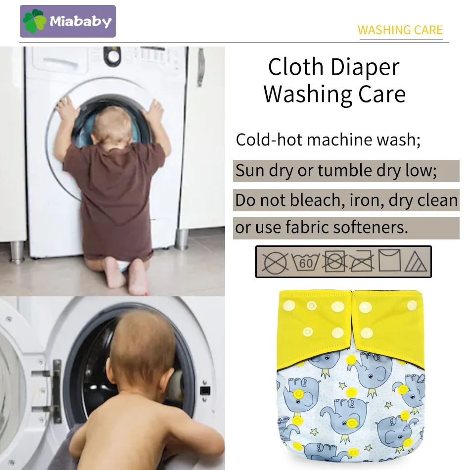 Miababy One Size Bamboo Charcoal Pocket Diaper Eco-friendly Reusable Baby Nappy fit 3-15 kg Infant Cloth Diaper