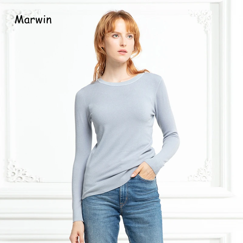 

Marwin New-coming Autumn Winter Solid Soft Casual O-Neck Thin Women Pullovers High Quality Female Sweaters