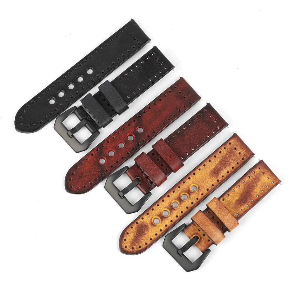 Vintage Genuine Leather Watch Band 20mm 22mm 24mm Hand Stitched Men Watchband Replacement for Panerai