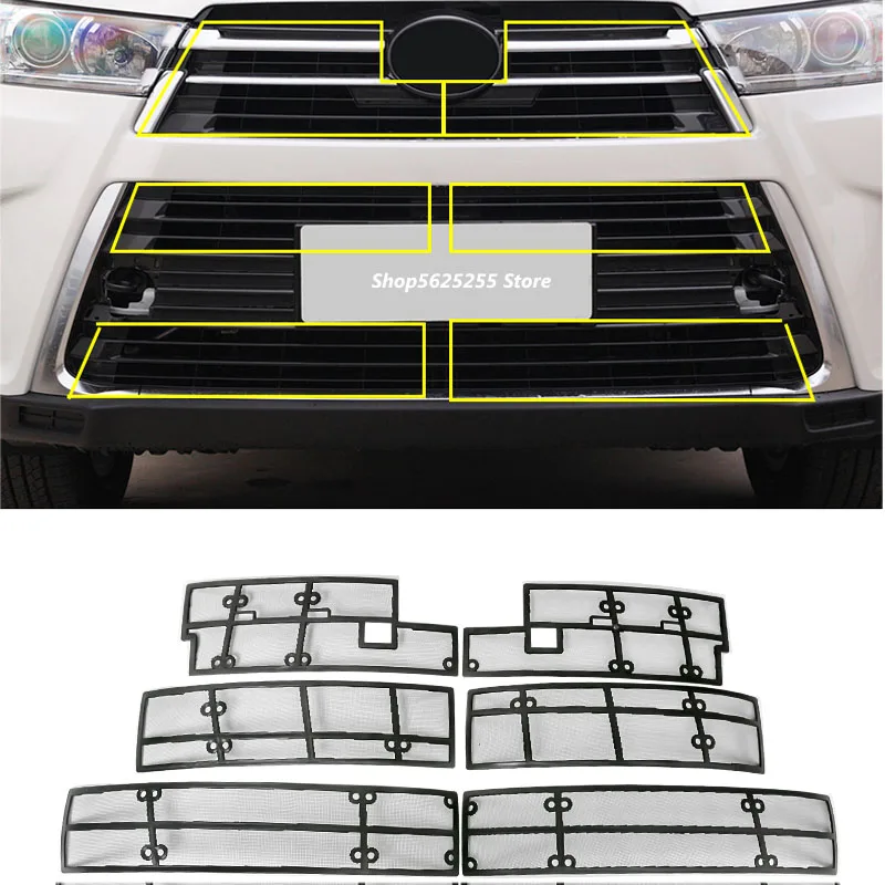 

for Toyota Highlander 2015 2017 2018 2019 Insect Net Front Mediate Grille Screening Mesh Grille Insert Nets Car Accessories