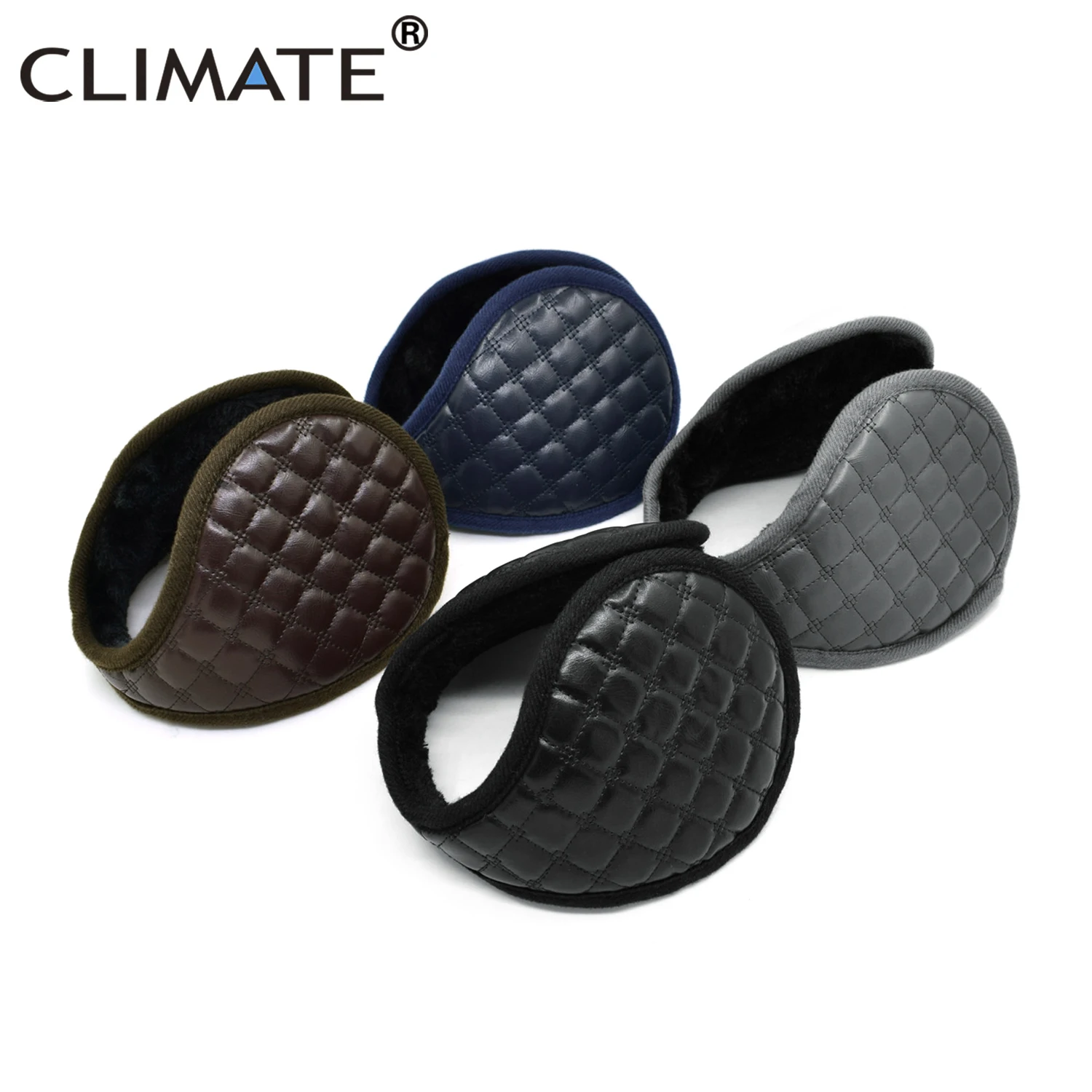 

CLIMATE Men Earmuffs Men PU Blank Winter Ear Warmer Muff Cover Black Coffee Warm Ear Muff PU Blank Ear Muffs for Men Women