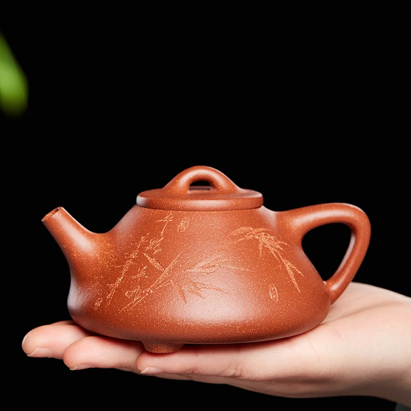 

|clay pot pure manual authentic raw ore bottom trough qingziye stone ladle tea making single pot famous Kung Fu Tea Set