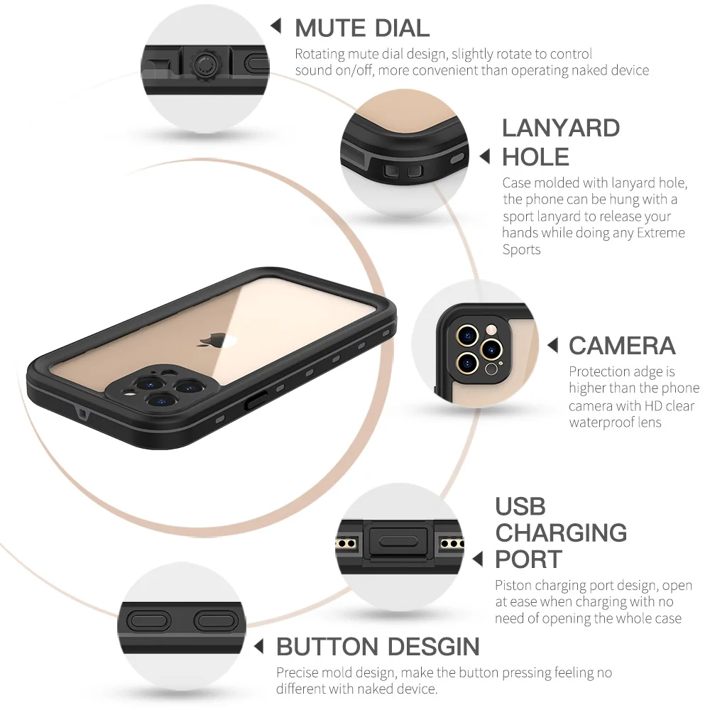 Ip68 Volledig Afgesloten Onderwaterbehuizing Voor Iphone16 15 14 Plus 13 11 Pro Max Waterdichte Behuizing Schokbestendige Duikhoes Voor 12 Mini Coque