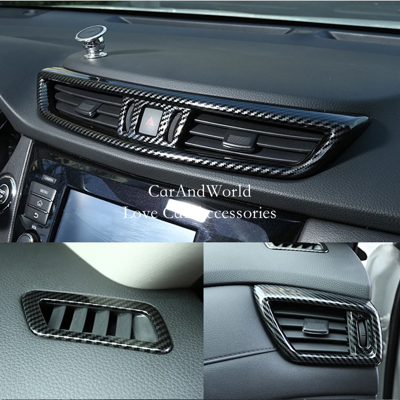 

Для Nissan QASHQAI J11 2016-2019-2021 LHD, накладки на дефлекторы передней консоли из АБС-пластика под карбон, аксессуары для автомобиля