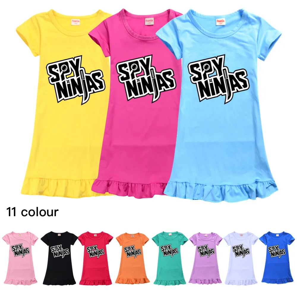

Fashion Cartoon SPY NINJAS Kids Clothes Ice Silk Pure Cotton Sweet Knee-Length Dresses Teenagers Girls Pajamas Girls Nightgown