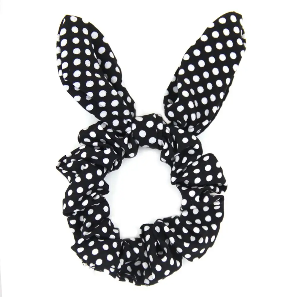 Furling Girl 1PC  Bohemia Dot Rabbit ears Polyester Hair Ponytail Holder Hair ties Elastic Hair Bands for Women