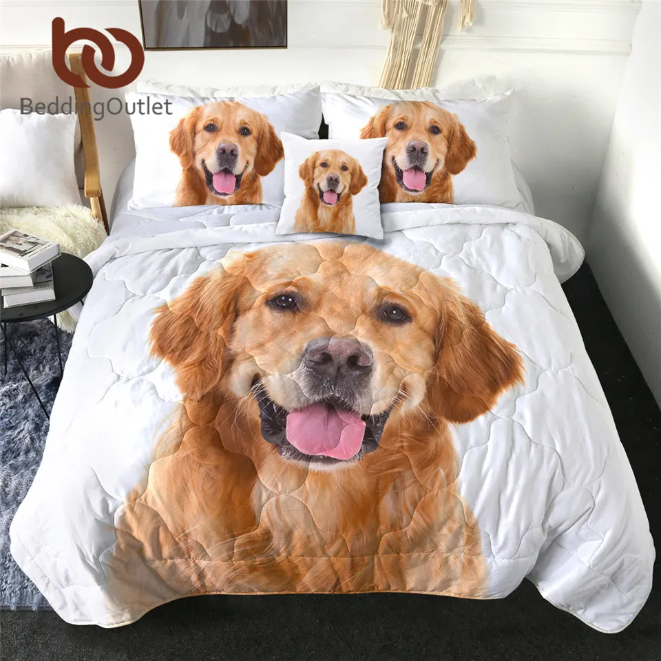 

BeddingOutlet Golden Retriever Quilt Blanket Pet Dog Thin Quilt King Size Animal Home Decor Cute Puppy Cool Bedspread Dropship