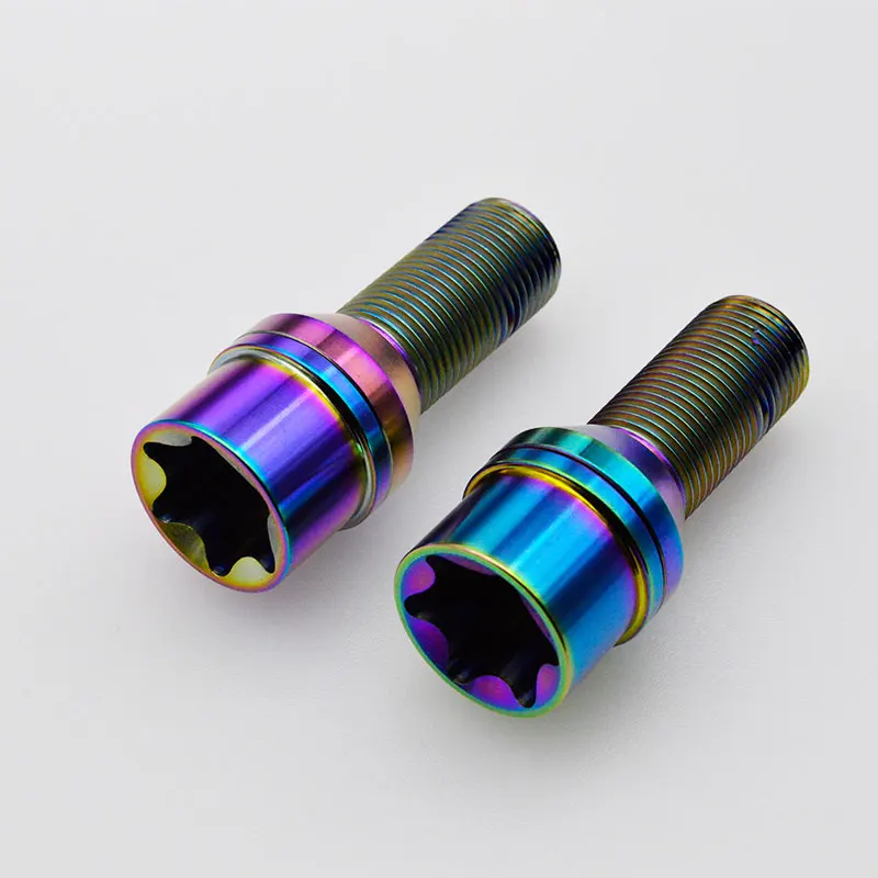 Jntitanti Gr5 titanium wheel bolt lug screw M14*1.5*28-45mm Torx with free cone washer