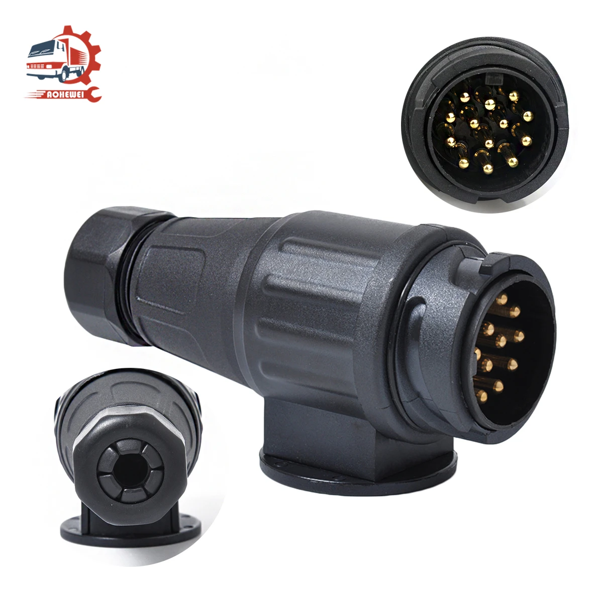 AOHEWEI 13 Pin Trailer Plug 12V Waterproof Electronic Towbar Adapter Connector Socket Parts for Truck RV Lorry Caravan