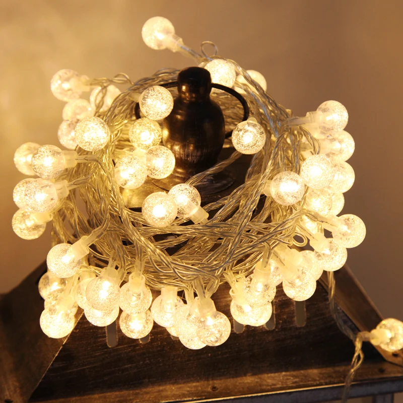 10M 80LEDS Crystal Ball 5M/10M Battery Lamp Power LED String Fairy Lights Garlands Tree Garden Christmas Decor for Outdoor