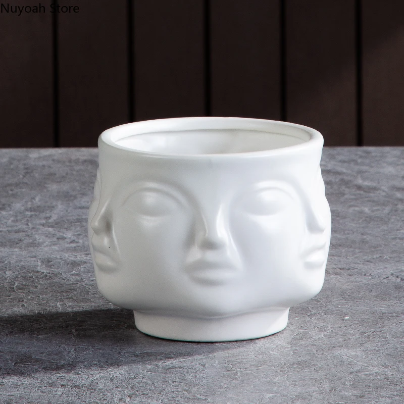 Vaso per il viso in ceramica nordica soggiorno moderno labbro fiore luce espressione di lusso mezza faccia decorazione accessori per la decorazione domestica