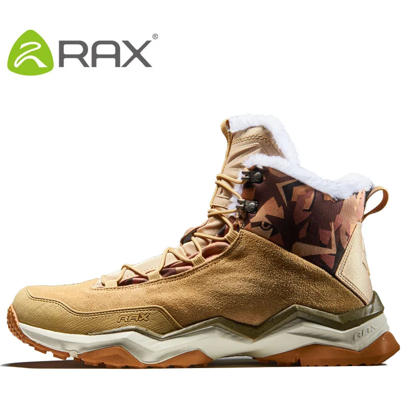 RAX Waterproof Hiking Shoes Men Winter Outdoor Sneakers for Men Snow Boots Plush Mountain Snowboots Outdoor Tourism Jogging Shoe