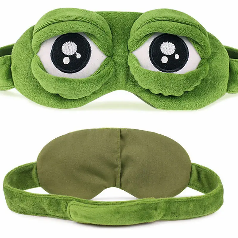 New arrival  Fashion Kawaii Travel Sleep Eye Mask 3D Sad Frog Padded Shade Cover Sleeping Closed/Open Eye Funny Mask Adult/Kids