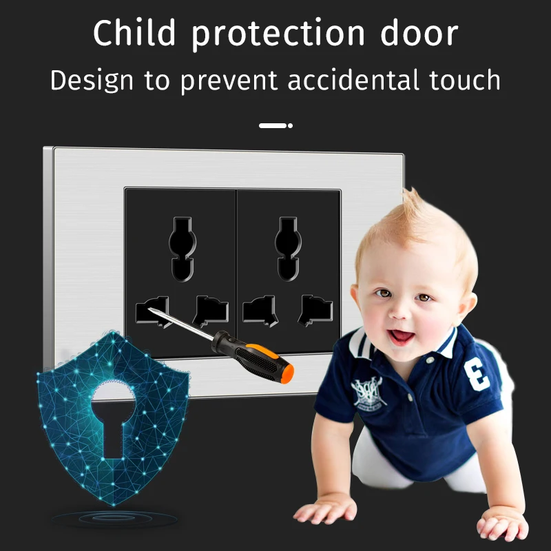 KAMANNI Stainless Steel US/Australia Type 118 Wall Light Switch Panel, Free Combination Of Function Key Frames