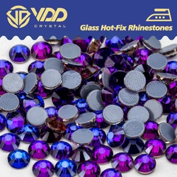 VDD 036 Hotfix Purple Velvet Glass Crystal Hotfix Rhinestone Flatback Strass Glitter Iron On Stone DIY Crafts Clothes Decoration