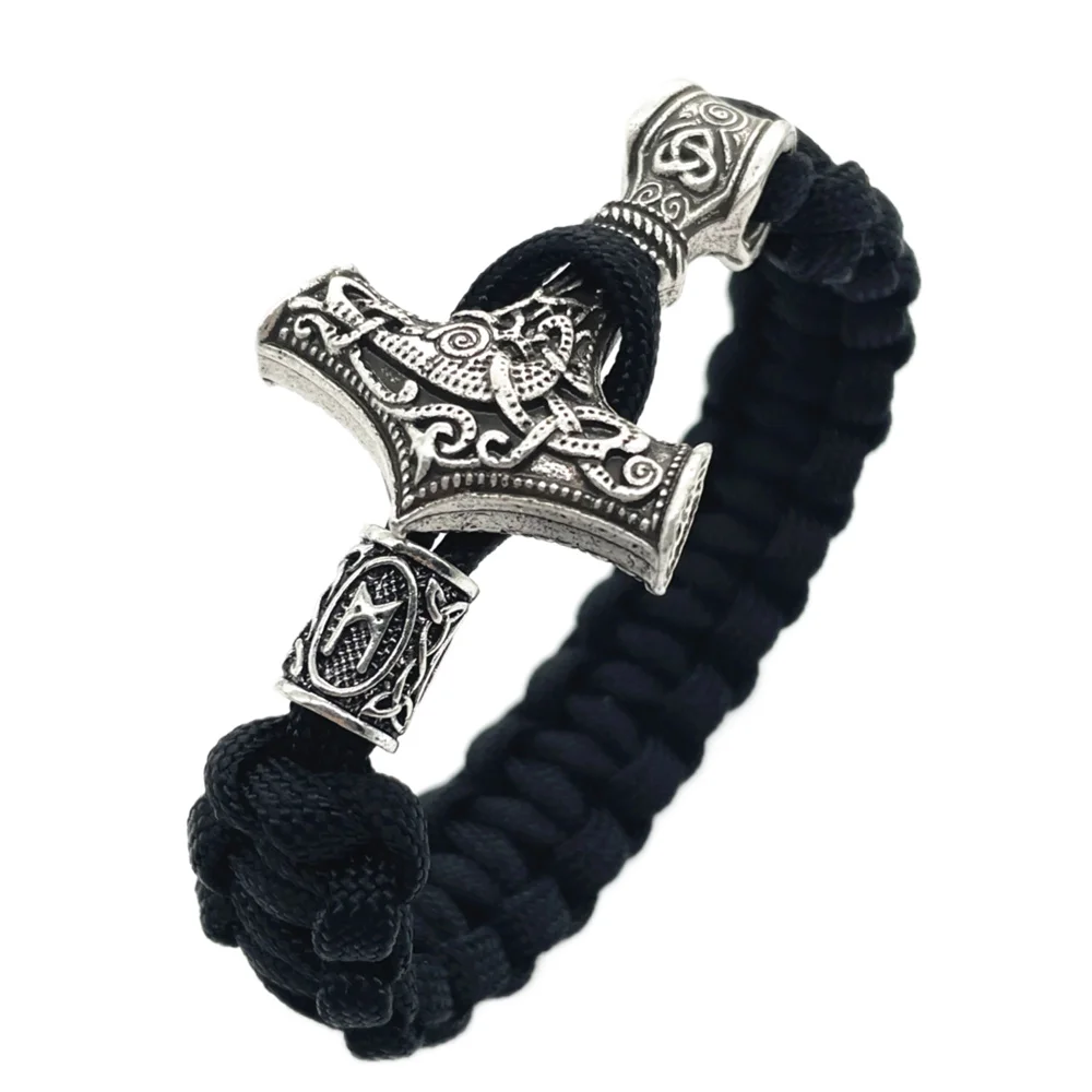 Nostalgia Thor Hammer Norse Viking Bracelet Rune Charms Bead Jwelry For Women Bangles Bracelets Vikingo Men Jewelry Dropship
