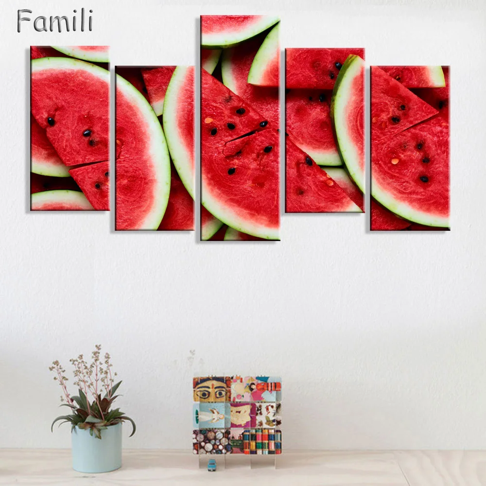 

5Pcs Creative Art Canvas Painting Poster Fruits Vegetables on canvas Wall Pictures For dining hall Kitchen Home Decor