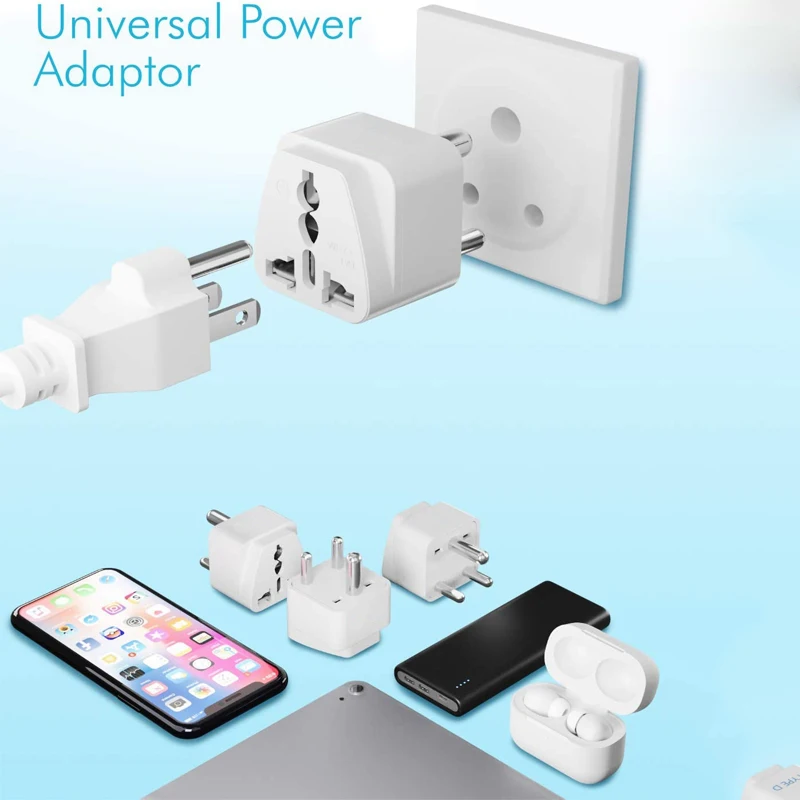 GMET India Travel Plug Adapter (Type D) for Pakistan, Nepal, Bangladesh - 3 Pack [Grounded & Universal] (GP-10-3PK)