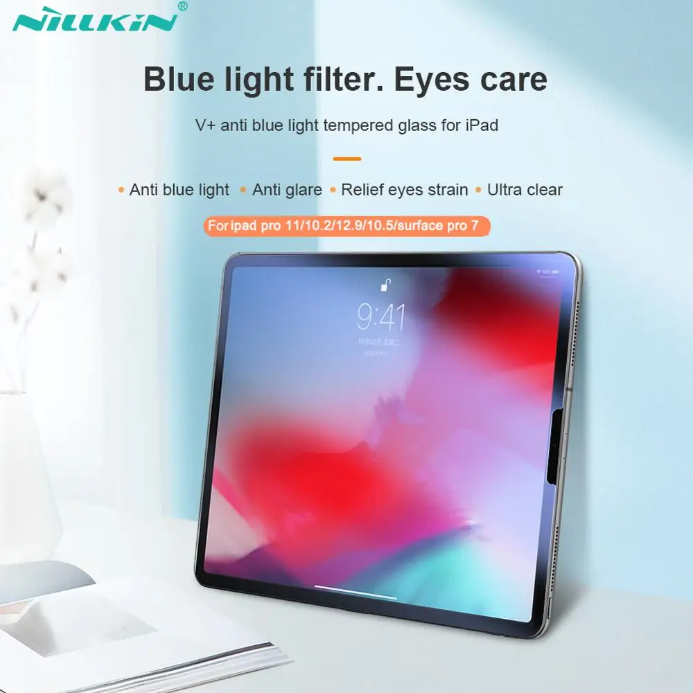 NILLKIN Screen Protector For iPad Pro 11/ 10.2 /Pro 12.9/Pro 10.5 V+ Anti Glare Blue Light Tempered Glass For Surface Pro 7