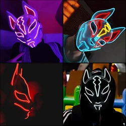 LED Luminous Fox Mask for Halloween Party, Masquerade Masks, EL Neon, Mascara, Horror Mask, Anime Cosplay, Hot Sales