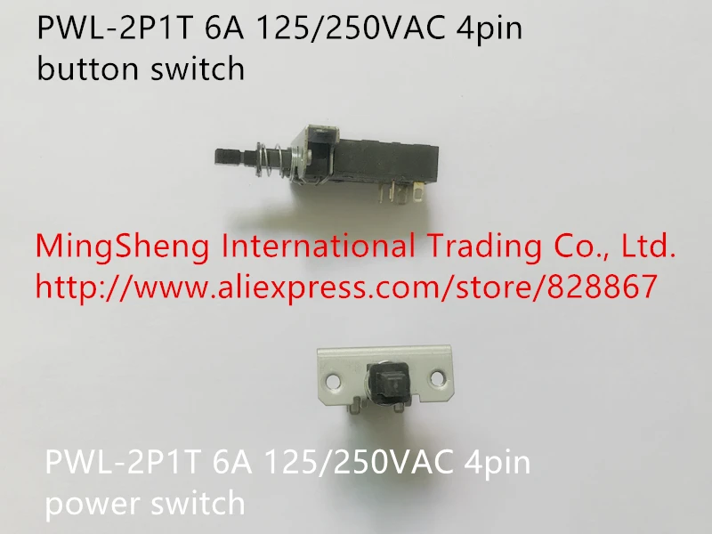 Original new 100% PWL-2P1T 6A 125/250VAC 4pin button switch power switch