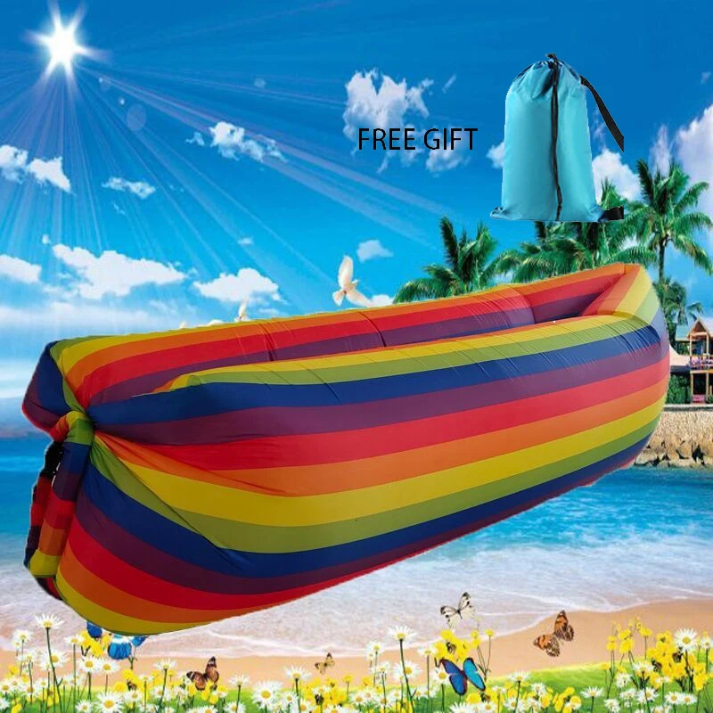 Adult Beach Lounge Chair Inflatable Sofa Fast Folding Camping Sleeping Bag Waterproof Bag Lazy Camping Sleeping Bags Air Bed