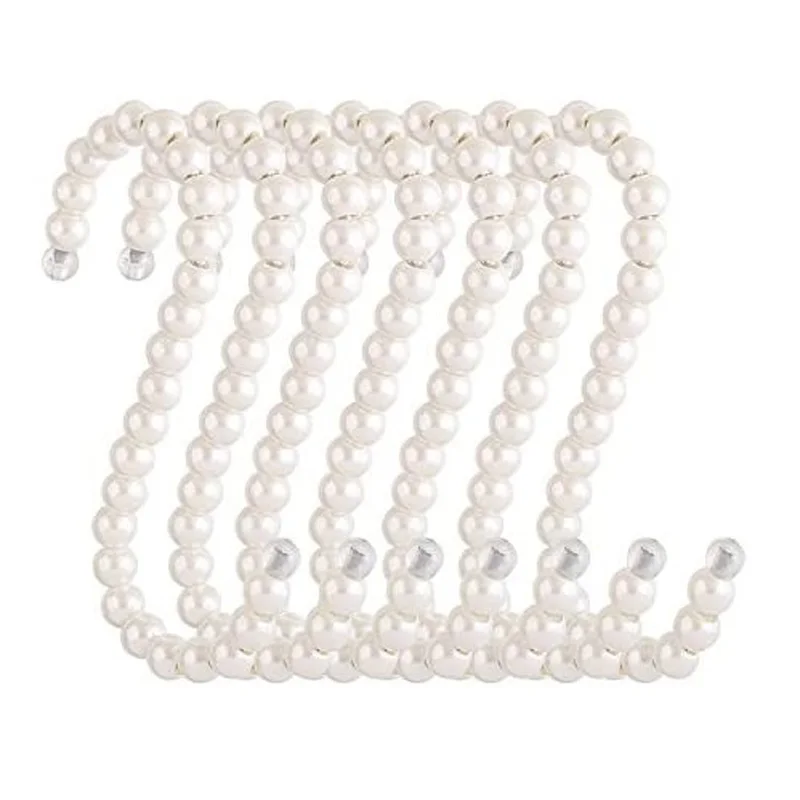 100Pcs/Lot White Pearl Beads Hanging S Hooks  Non-Slip Ornament Hook S Shaped Creativity S Hooks For Closets Clothing Shop