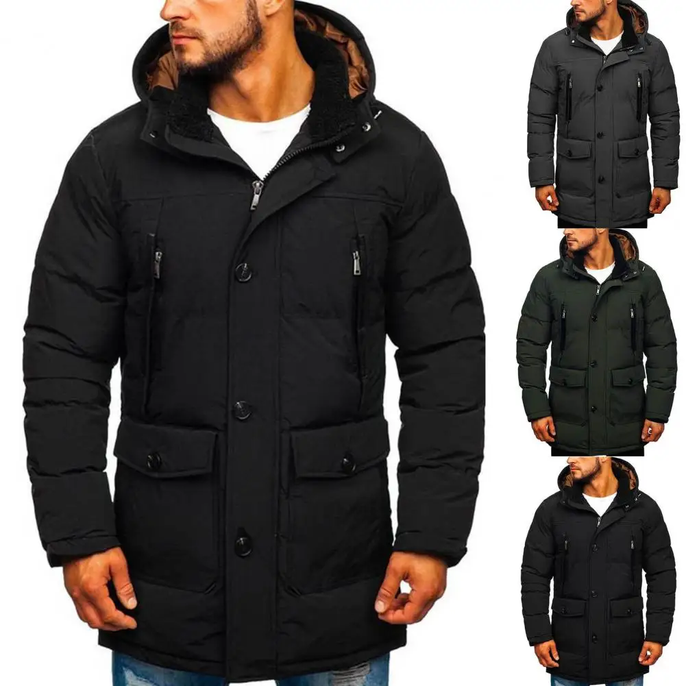 Hooded Coats Large Pocket Streetwear Zipper Closure Thick Skin-friendly Casual Male Jacket   Winter Jacket  for Winter