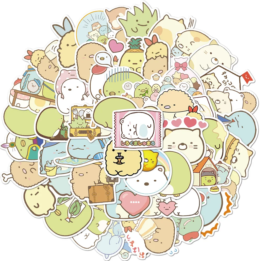 50 pcs/set Kawaii Sumikko Gurashi PVC Japanese Anime Waterproof Stickers Scrapbooking Diy Stationery Diary Sticker Luggage